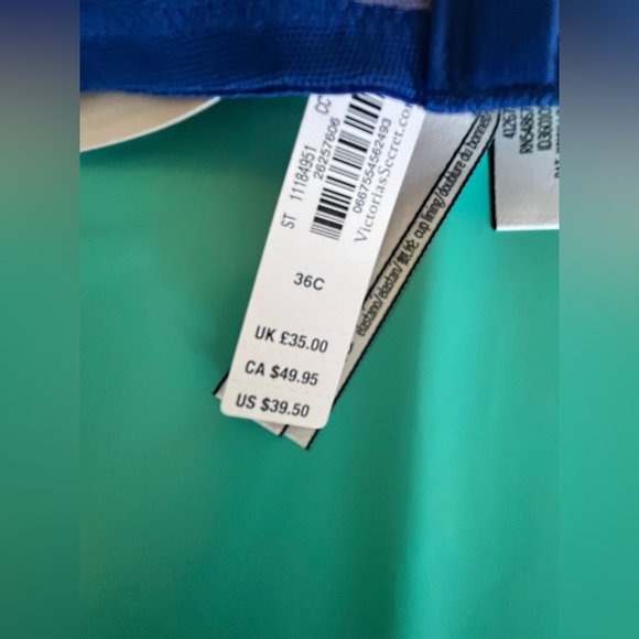 Victoria’s Secret Lightly Lined Bra. Blue with Black Accent. Size 36C. NWT - Picture 2 of 6